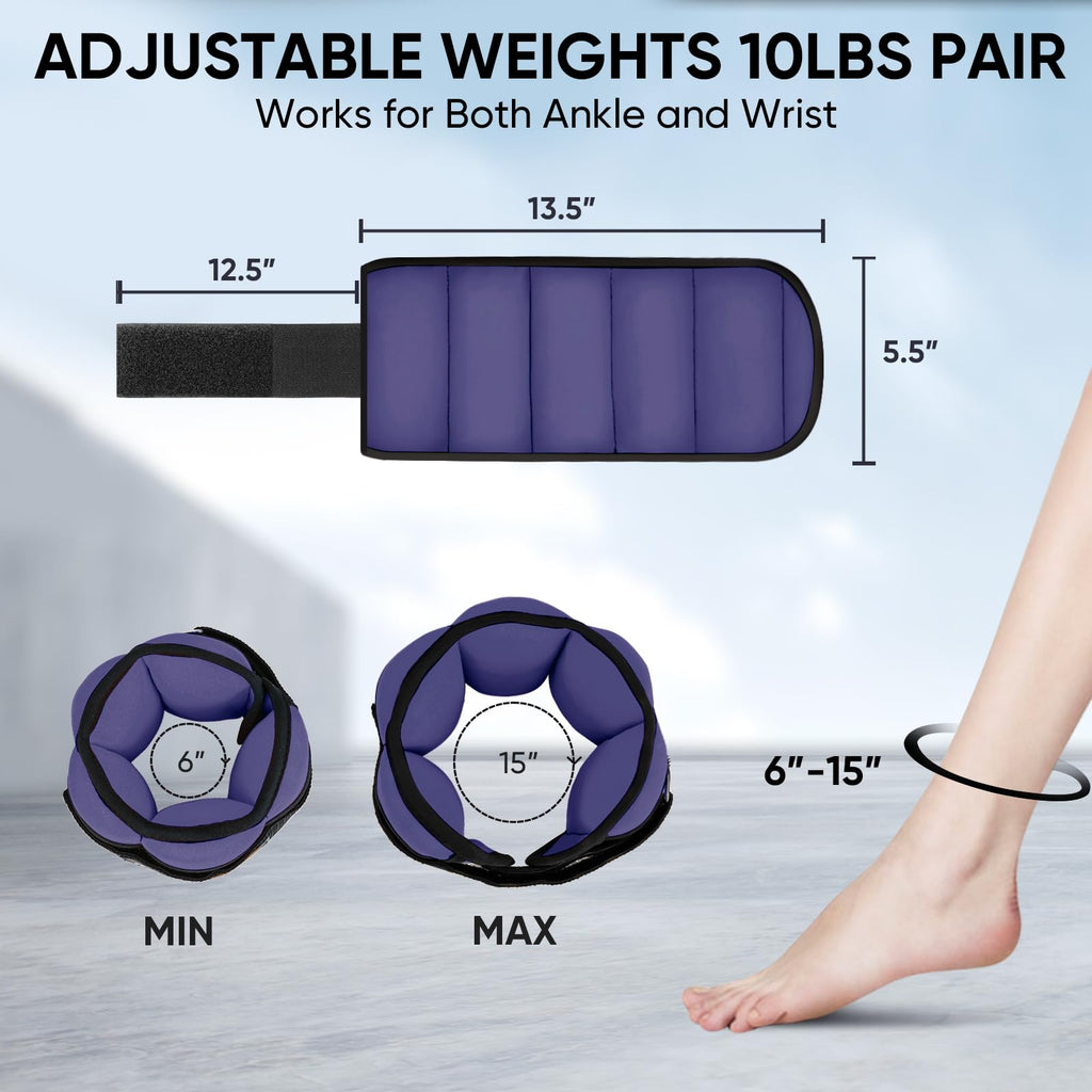 10lbs/Pair Adjustable Ankle Weights & 5lbs Weighted Vest Y53133