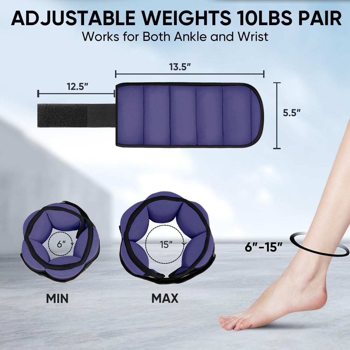10lbs/Pair Adjustable Ankle Weights & 5lbs Weighted Vest Y53133