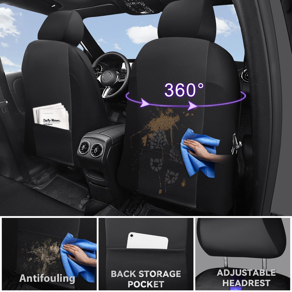 Black Nappa Leather Car Seat Covers Full Set A2619