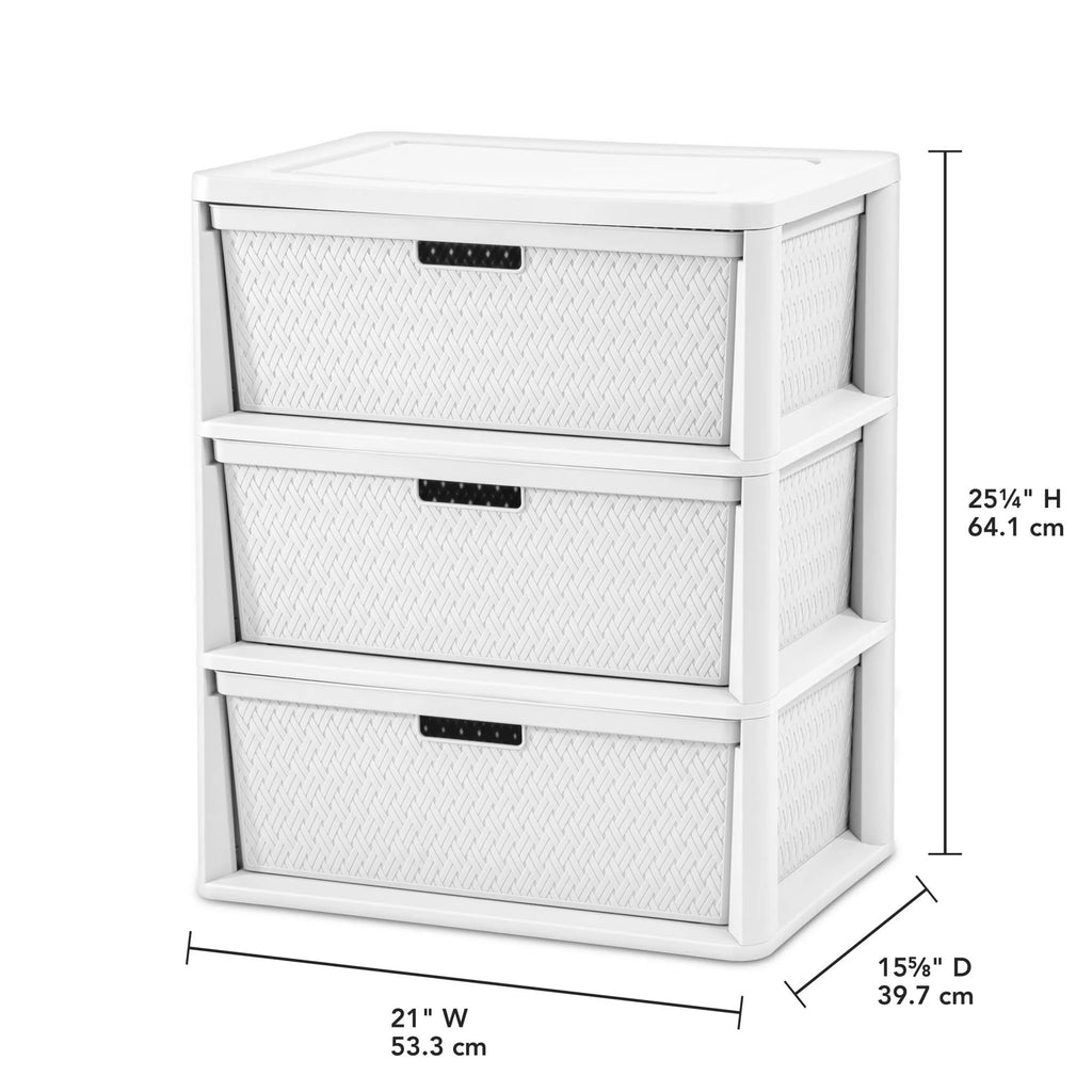 White 3 Drawer Plastic Storage Organizer P61290
