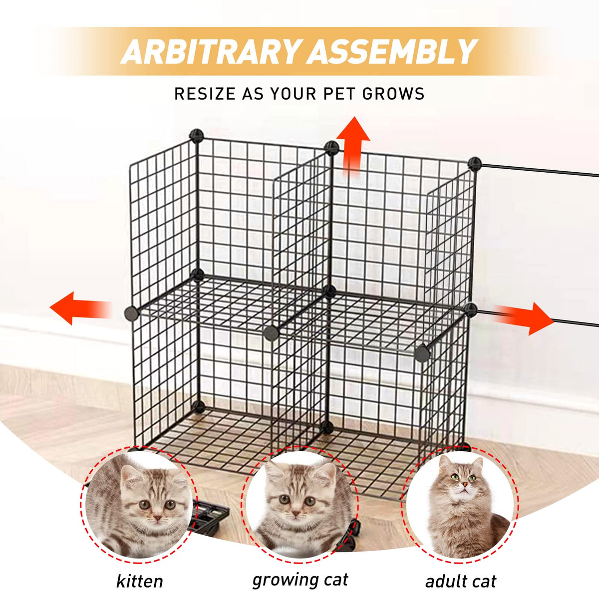 Large Cat Cage Detachable Metal Wire Playpen N162002