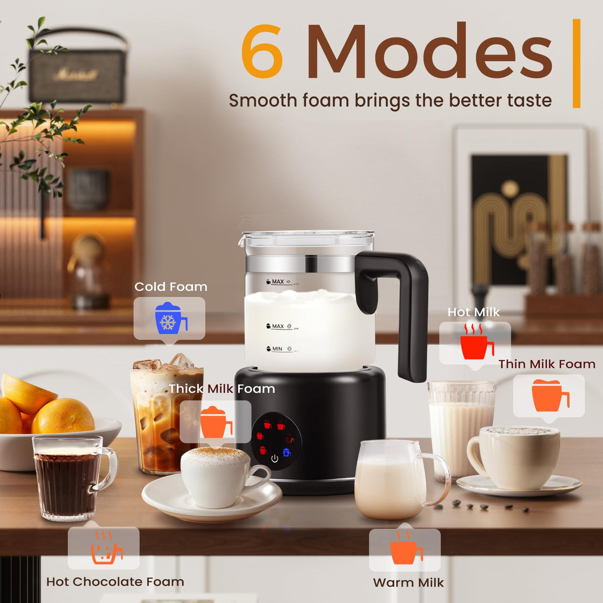 6 in 1 Electric Milk Frother and Steamer O599