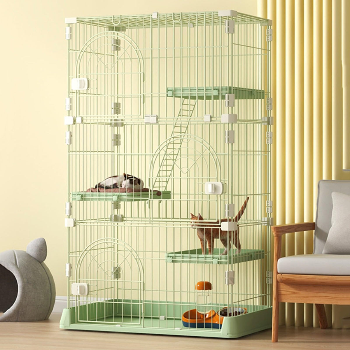 4-Tier Metal Indoor Cat Enclosure with 3 Doors W863