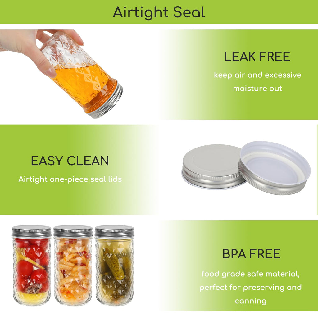12 oz 20 Pack Glass Mason Jars with Airtight Lids A5576