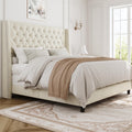 Queen Upholstered Bed Frame with Wingback L342