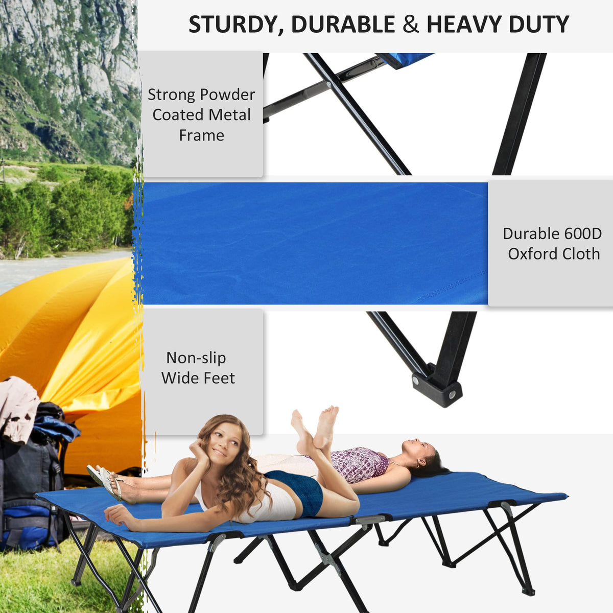 2 Person Folding Camping Cot with Carry Bag G601