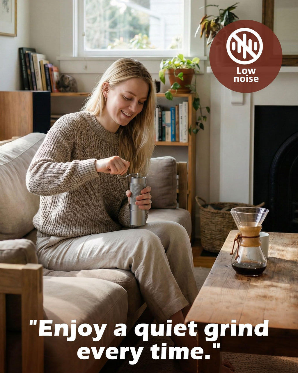 Manual Stainless Steel Conical Burr Coffee Grinder with Adjustable Settings L472619