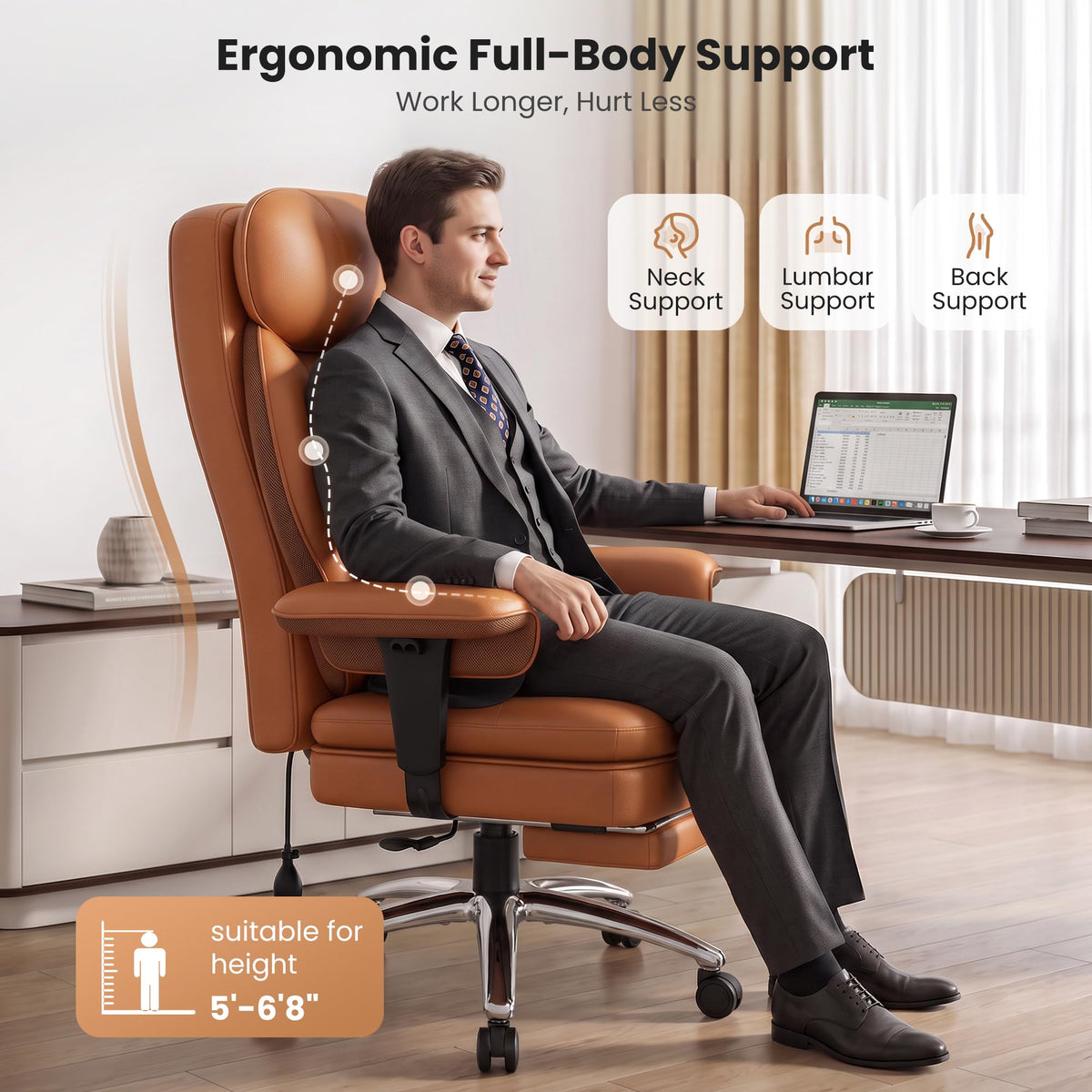 Big and Tall Office Chair with Inflatable Lumbar Support L26778