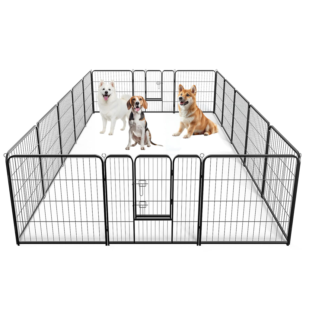 32 Inch 16 Panels Black Dog Playpen Y76803
