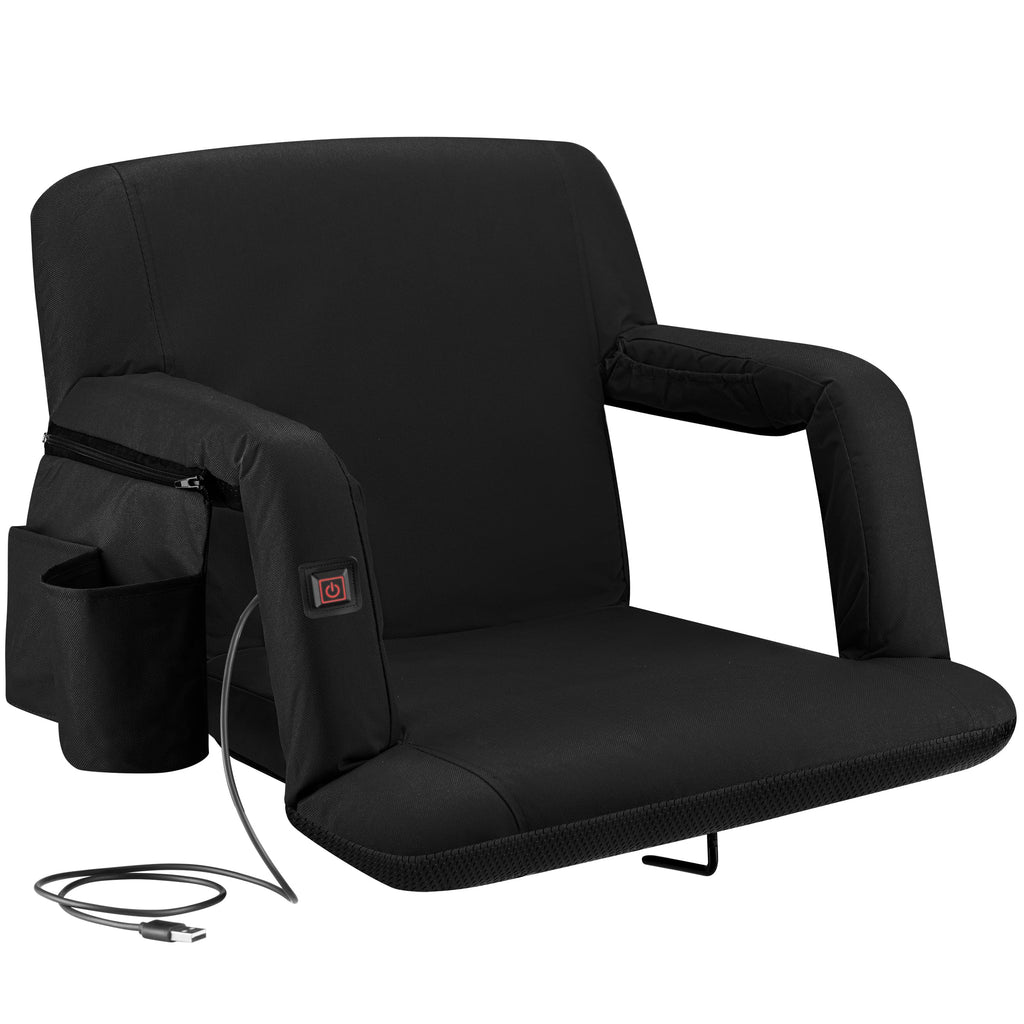 Heating Massage Reclining Stadium Seat with Arm Support H28795