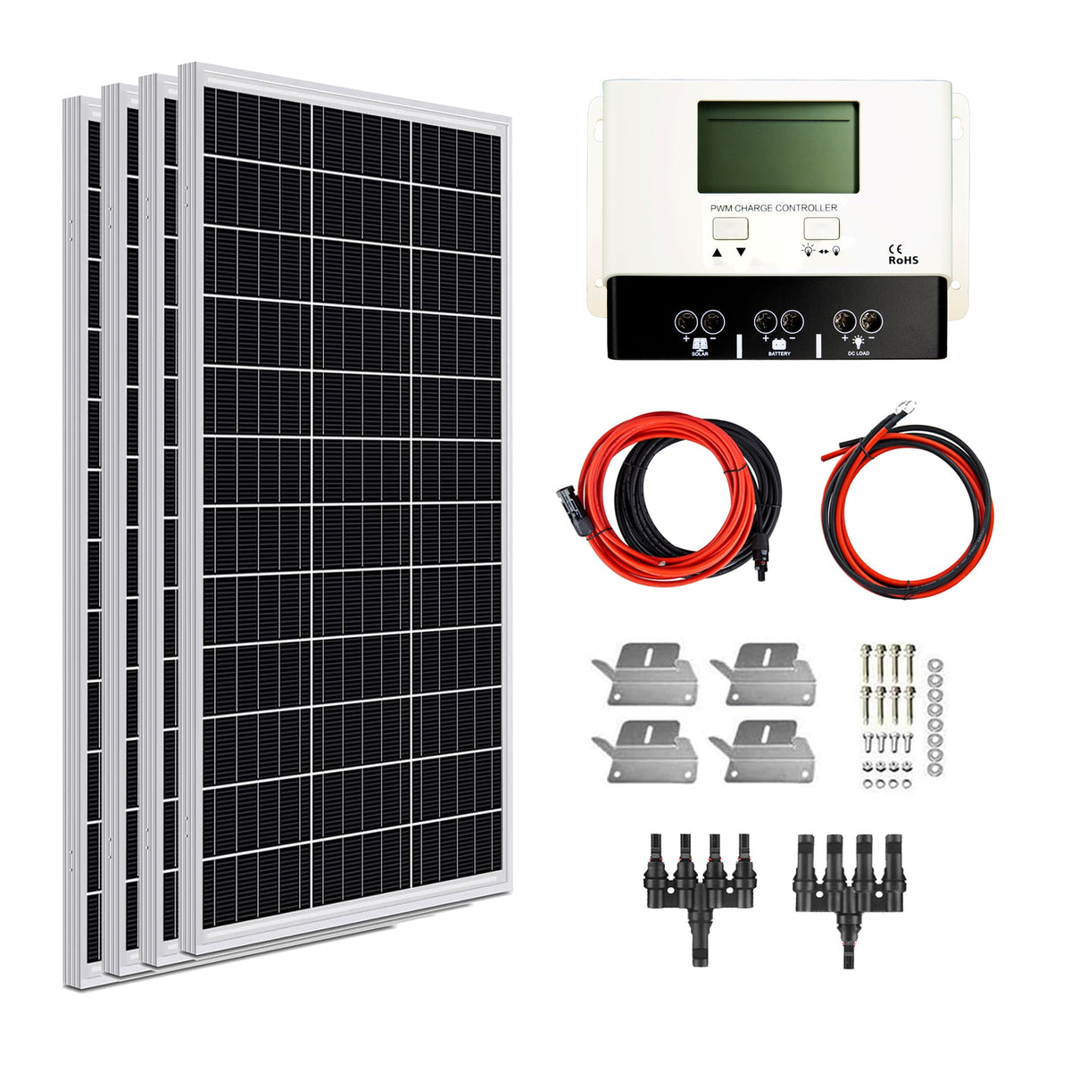 400W 12V Mono Rigid Solar Panel Kit with 30A PWM Charge Controller Y972