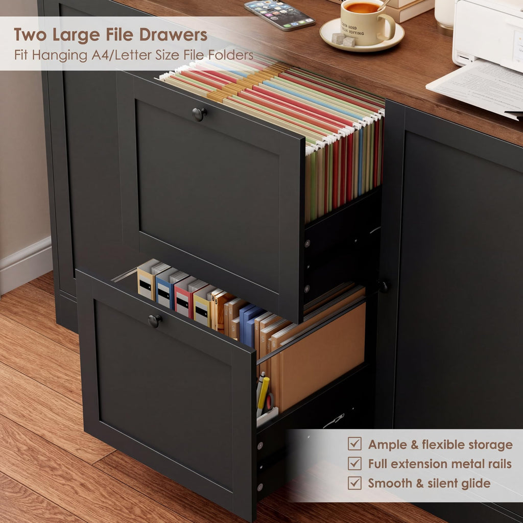 72'' Tall File Bookcase with Power Outlet & 2 Filing Drawers G25528