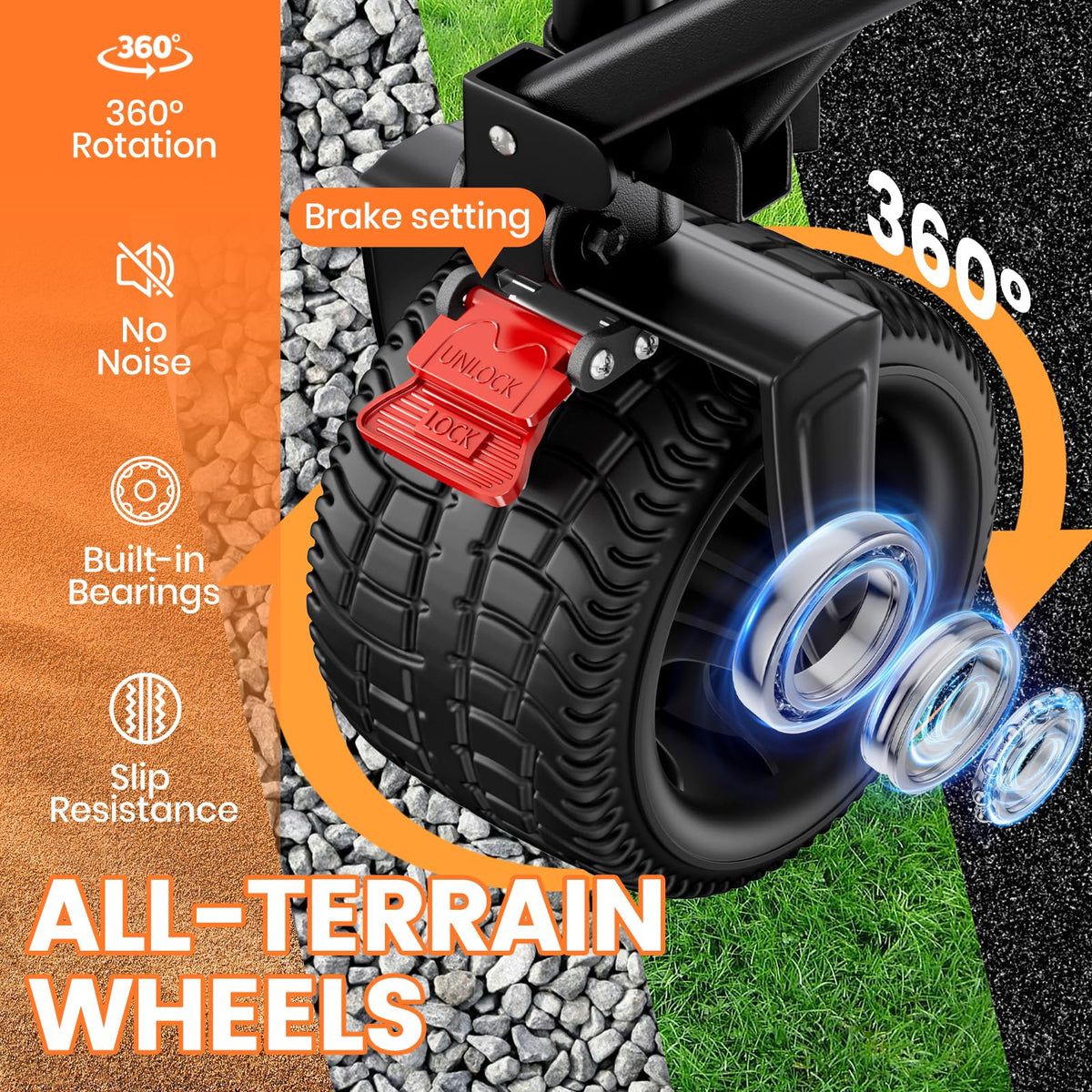 Foldable Collapsible Wagon with All-Terrain Wheels and Cup Holders, Black O68254