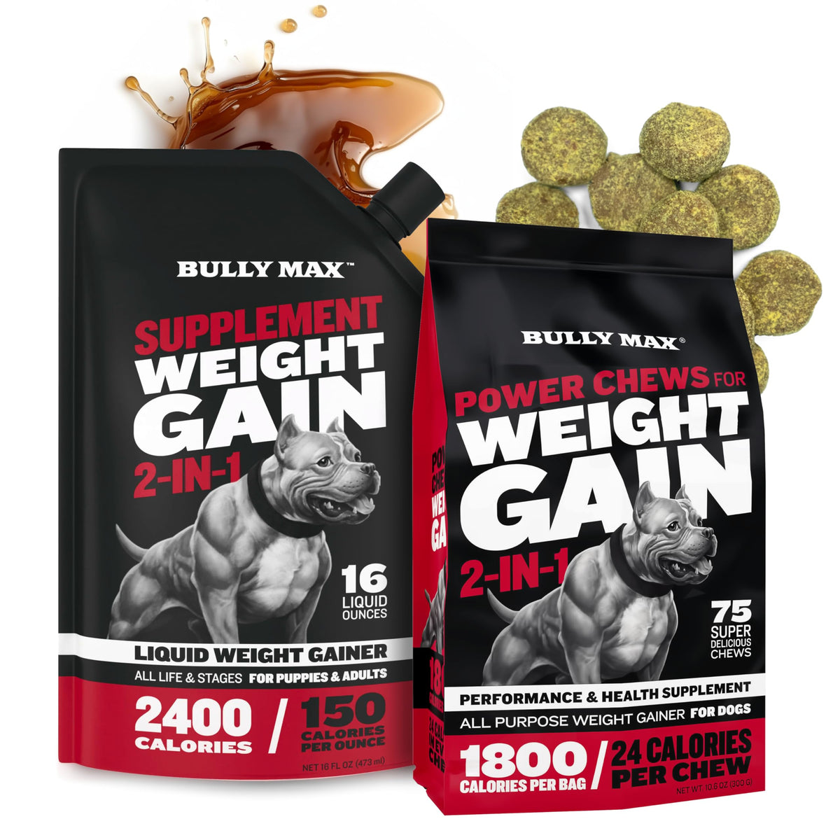 High-Calorie Liquid Weight Gainer & Soft Chews for Dogs Q48072