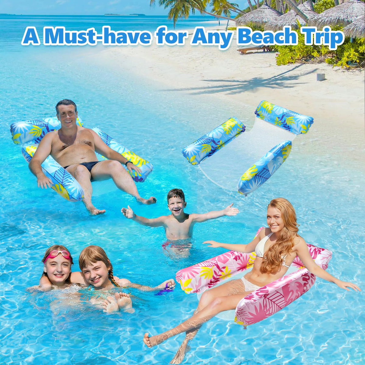 2 Pack Inflatable Pool Floats with Drink Holders and Air Pump K6262