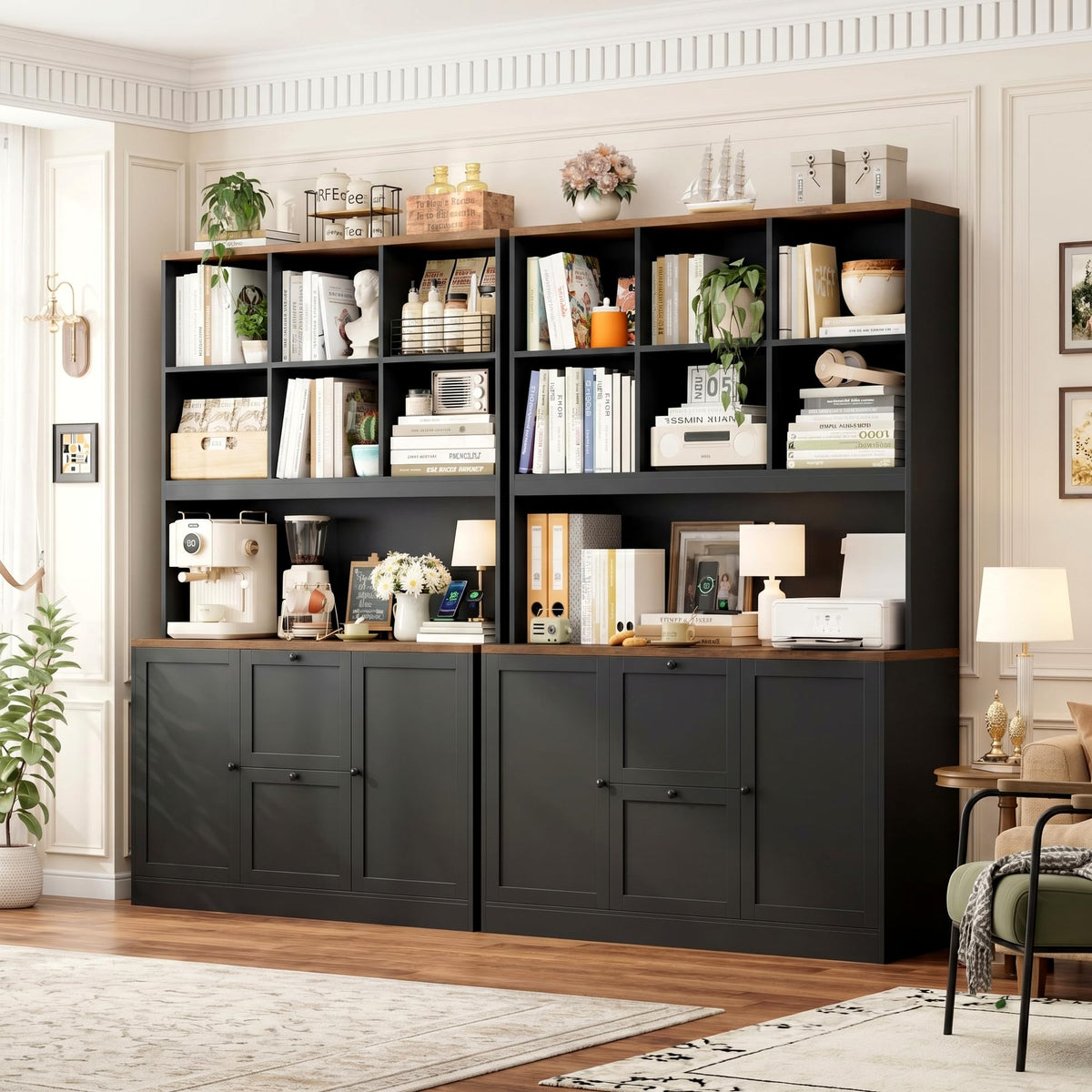 72'' Tall File Bookcase with Power Outlet & 2 Filing Drawers G25528