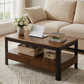39.4" Walnut Solid Wood Fluted Coffee Table with 2 Drawers B992