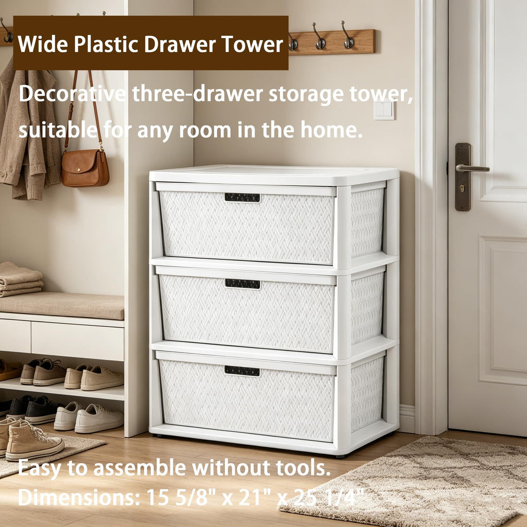 White 3 Drawer Plastic Storage Organizer P61290