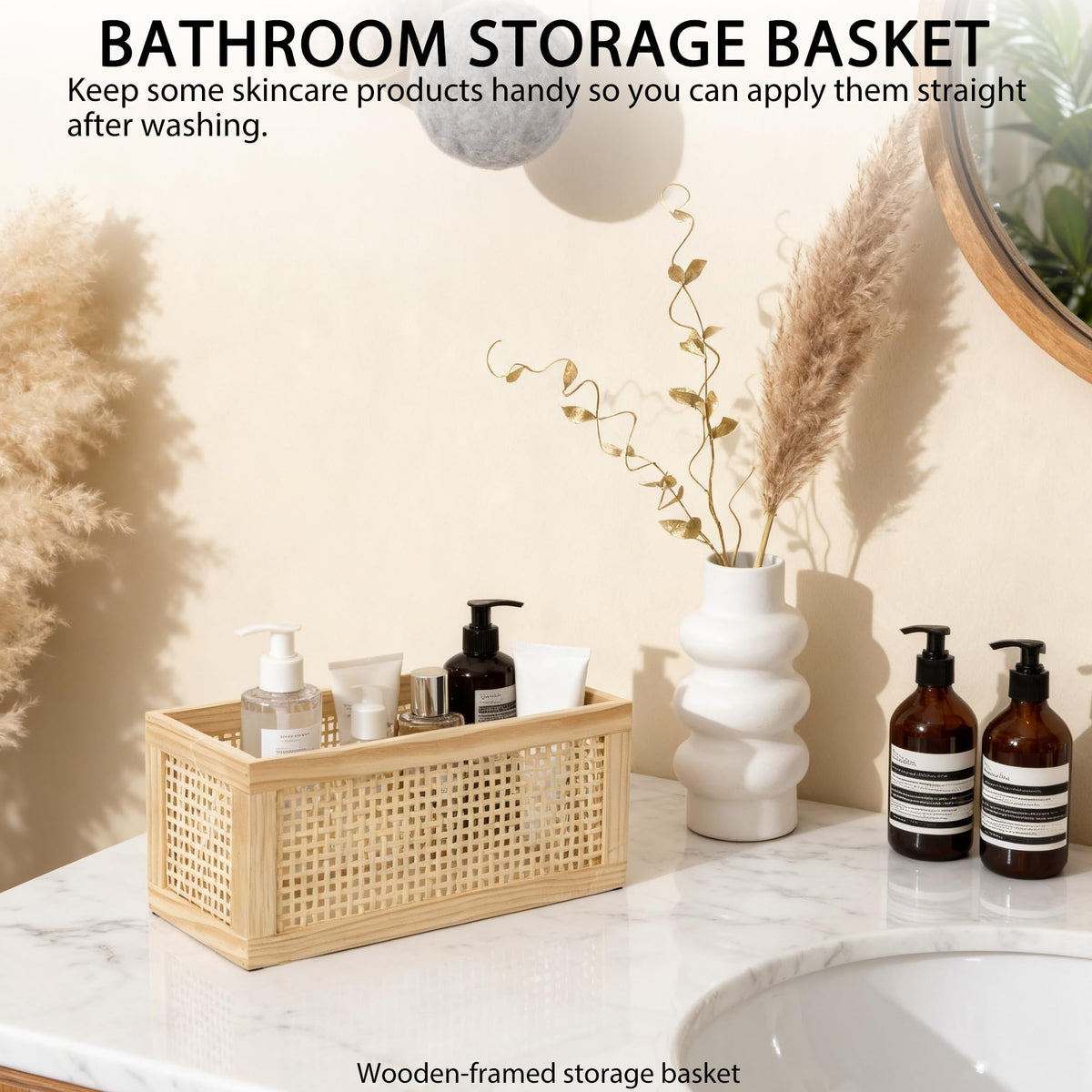 Rectangular Rattan Woven Storage Basket L52646