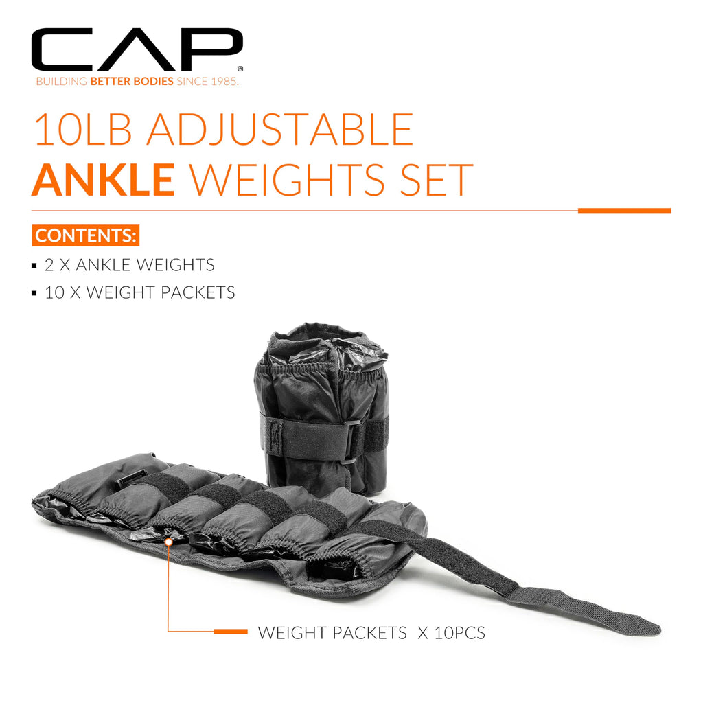 Adjustable Ankle Weights 10-20lb Pair Black A6363