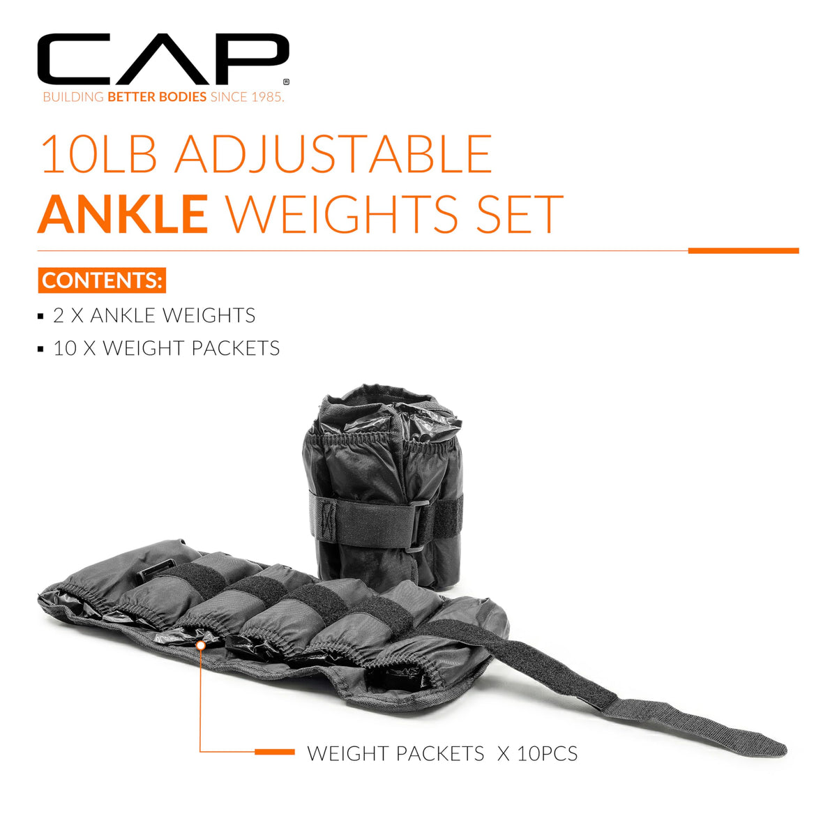 Adjustable Ankle Weights 10-20lb Pair Black A6363