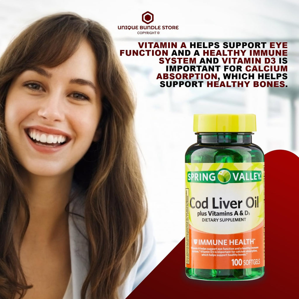 Cod Liver Oil Vitamins A & D3 100 Softgels Dietary Supplement D57474