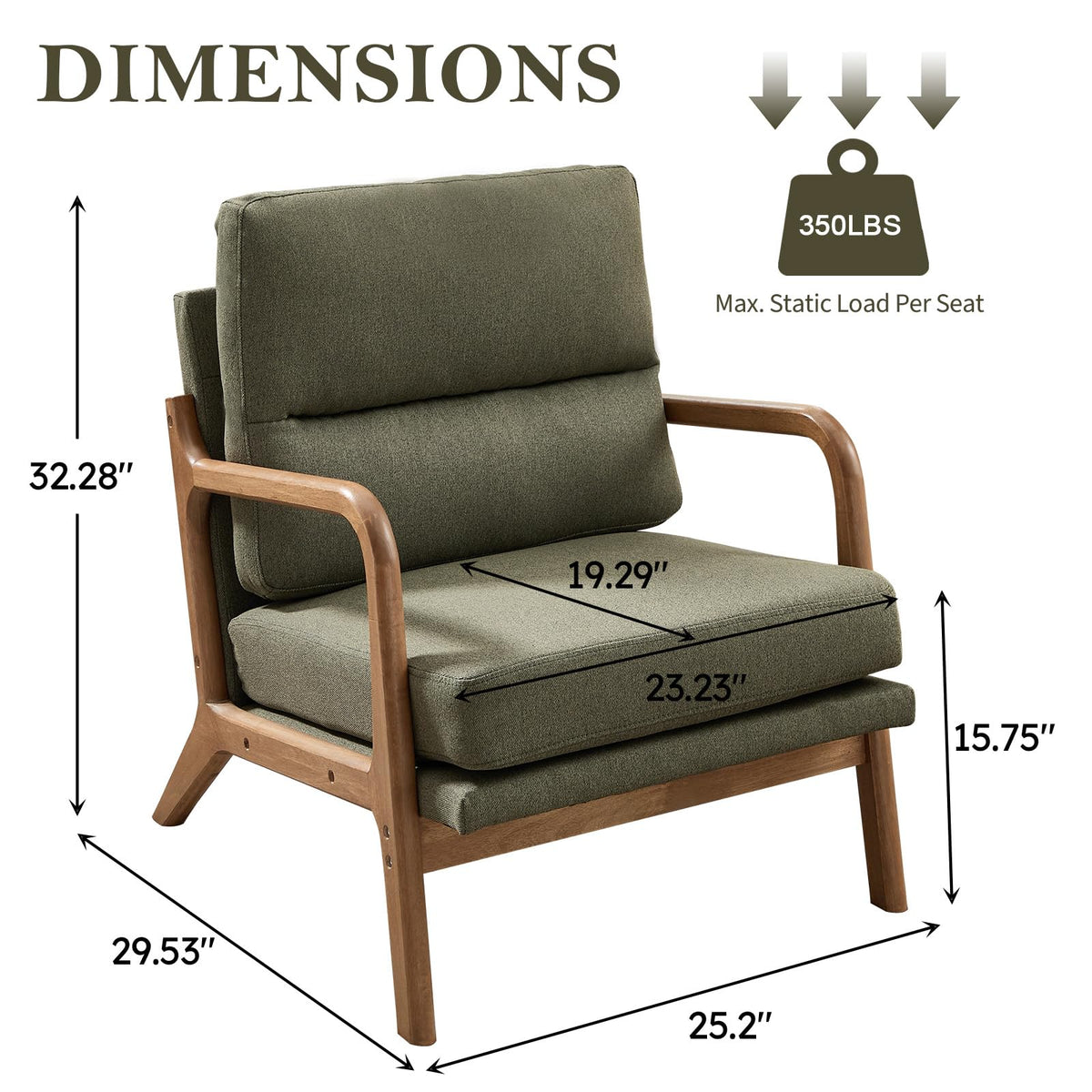 Mid Century Accent Chair Set of 2 Green I607601