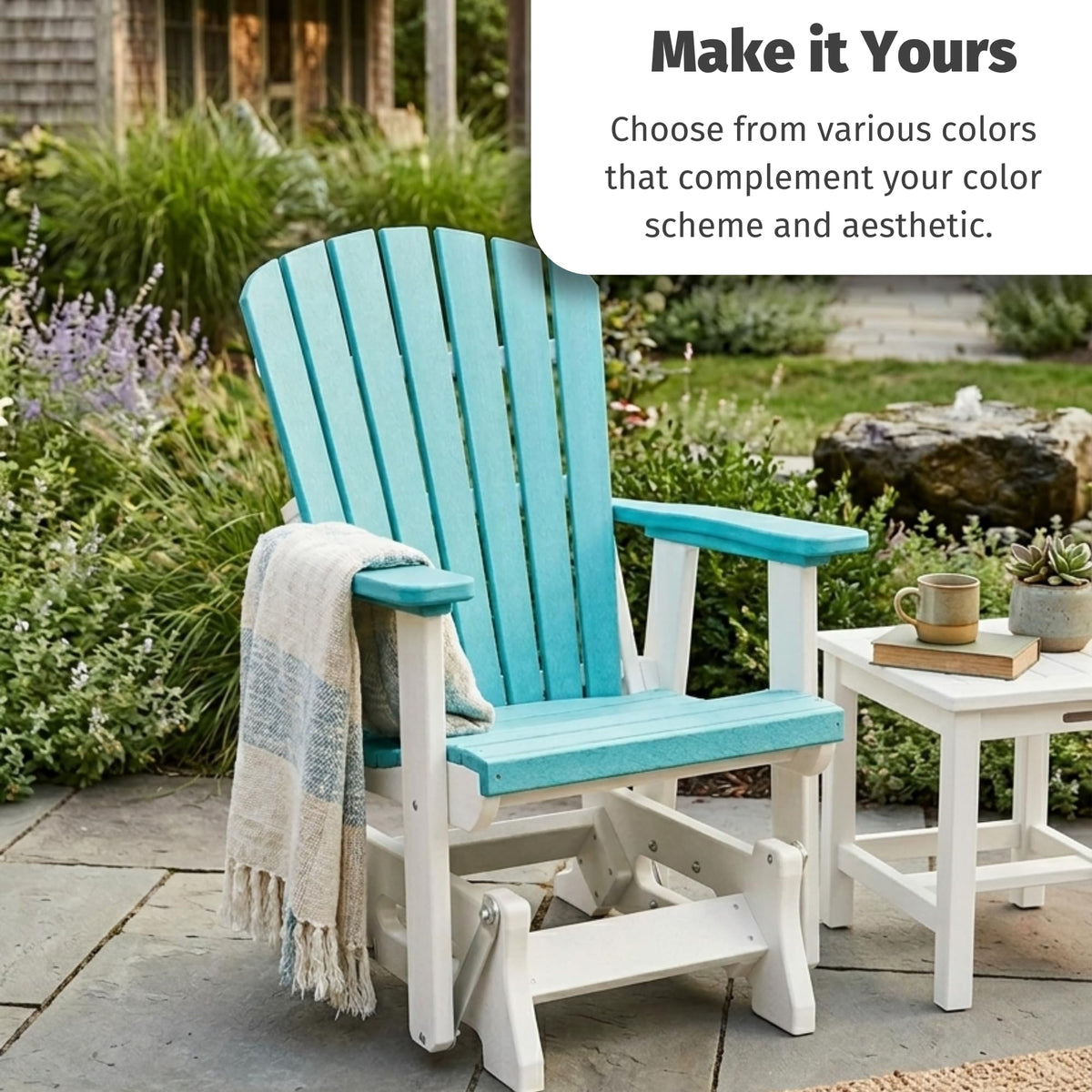 Tudor Brown Cedar Poly Adirondack Glider Outdoor Chair P835798