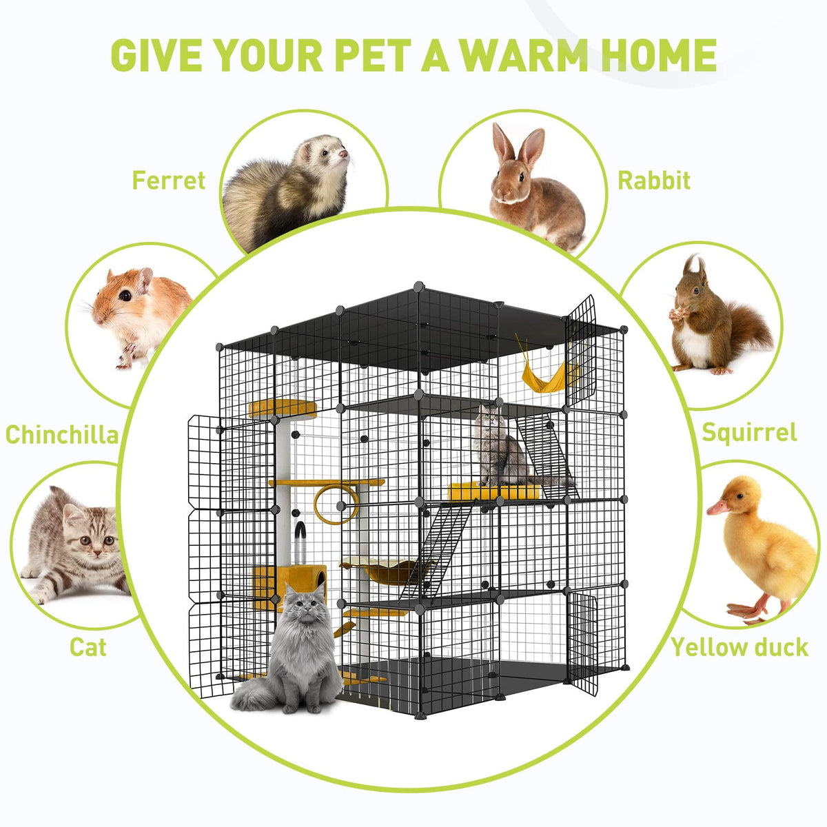 Large Cat Cage Detachable Metal Wire Playpen N162002
