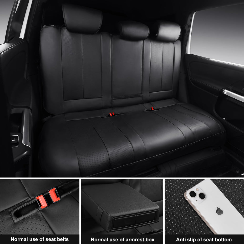 Black Nappa Leather Car Seat Covers Full Set A2619