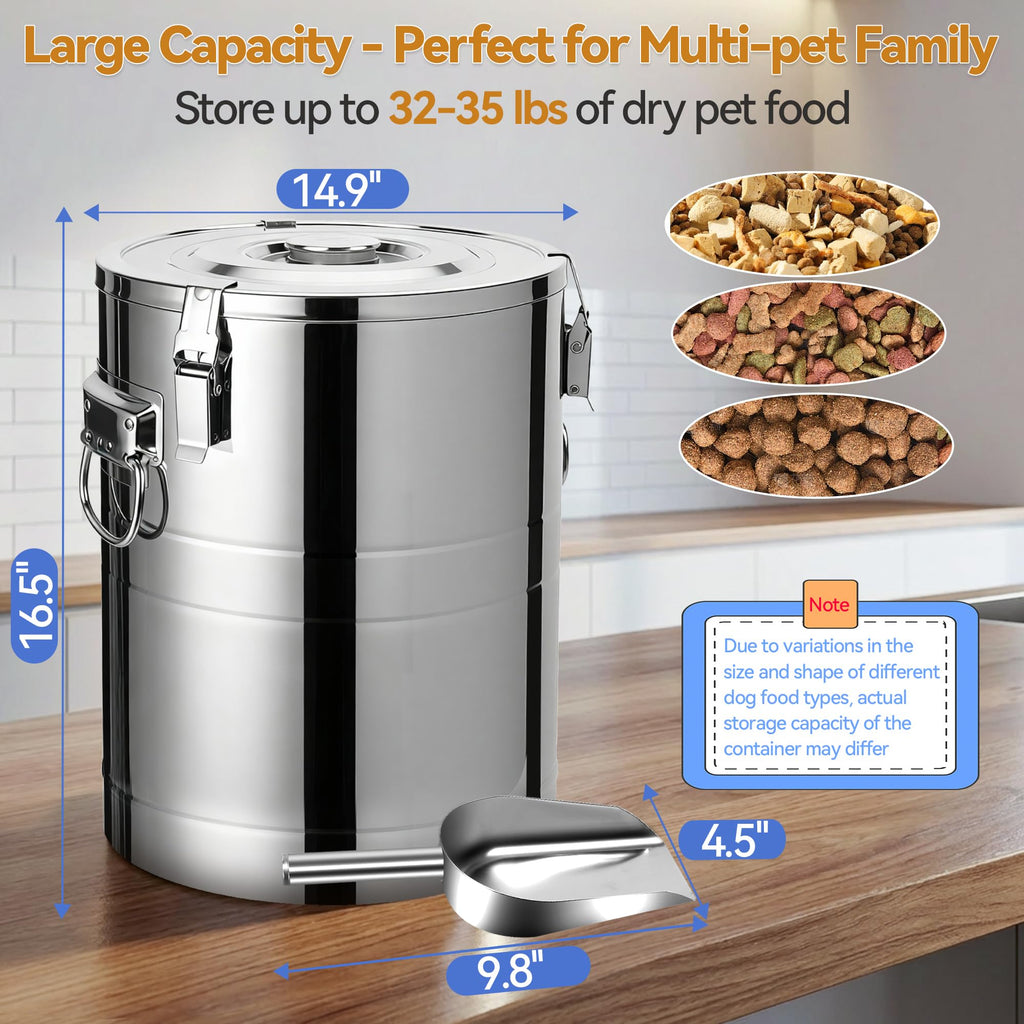 Stainless Steel Dog Food Storage Container with Scoop S54778