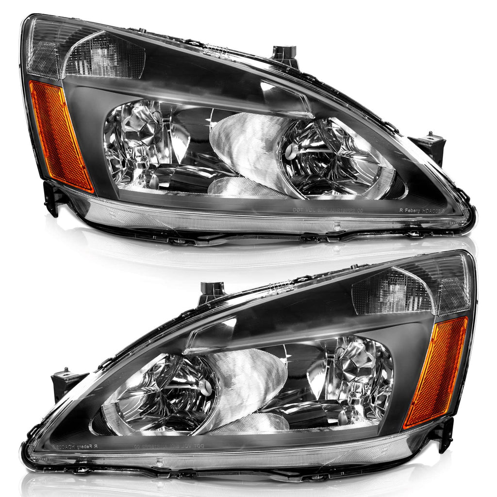 Black Headlight Assembly Left+Right H654