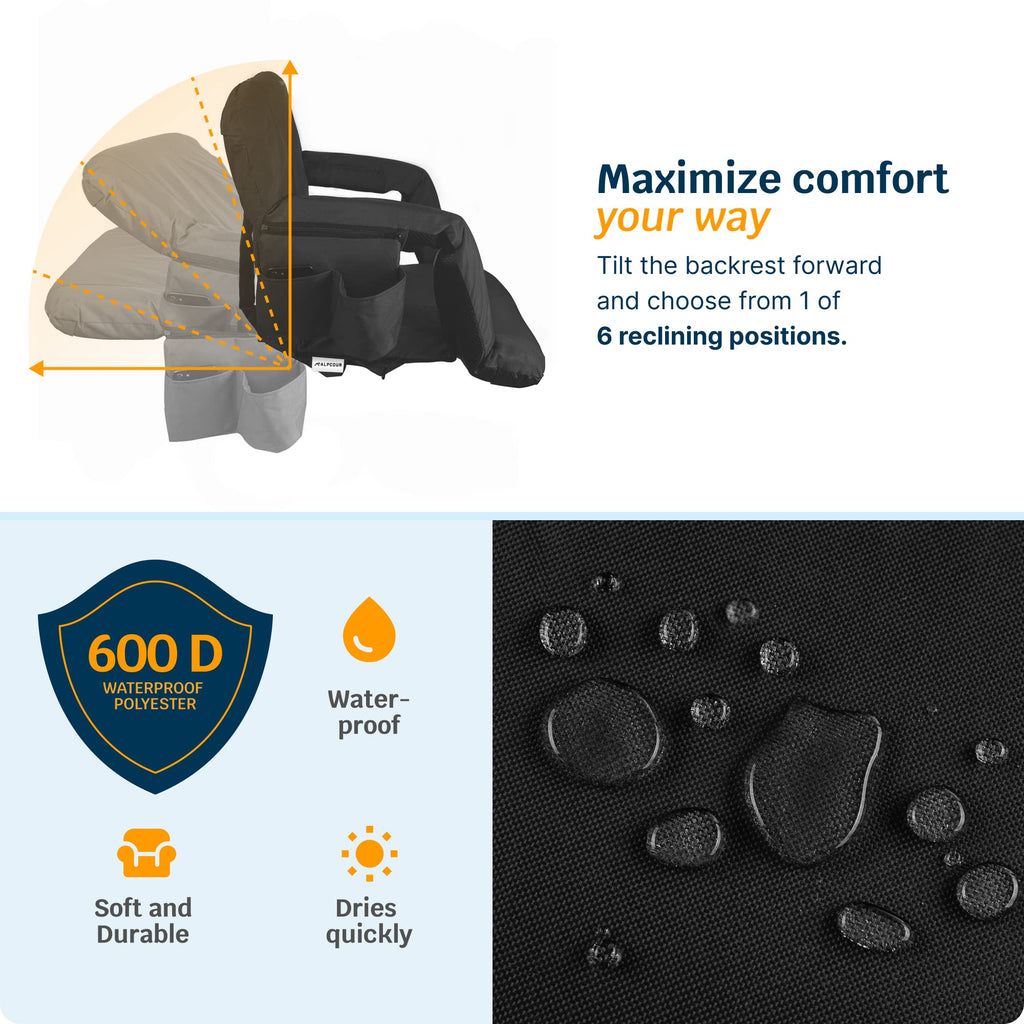 Heating Massage Reclining Stadium Seat with Arm Support H28795