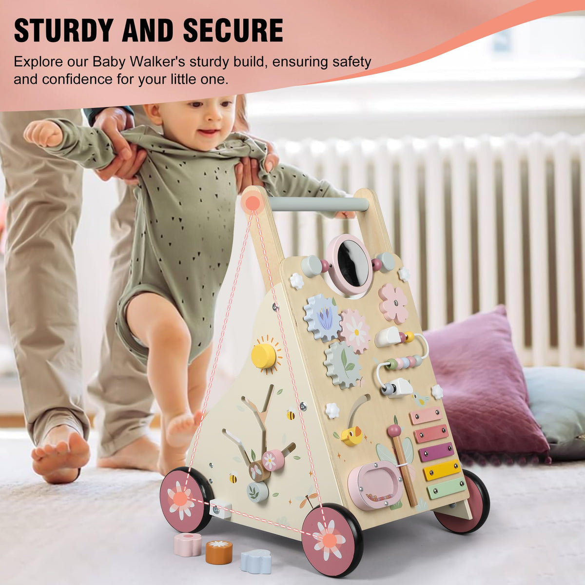 Wooden Baby Walker with Activity Center Z62230