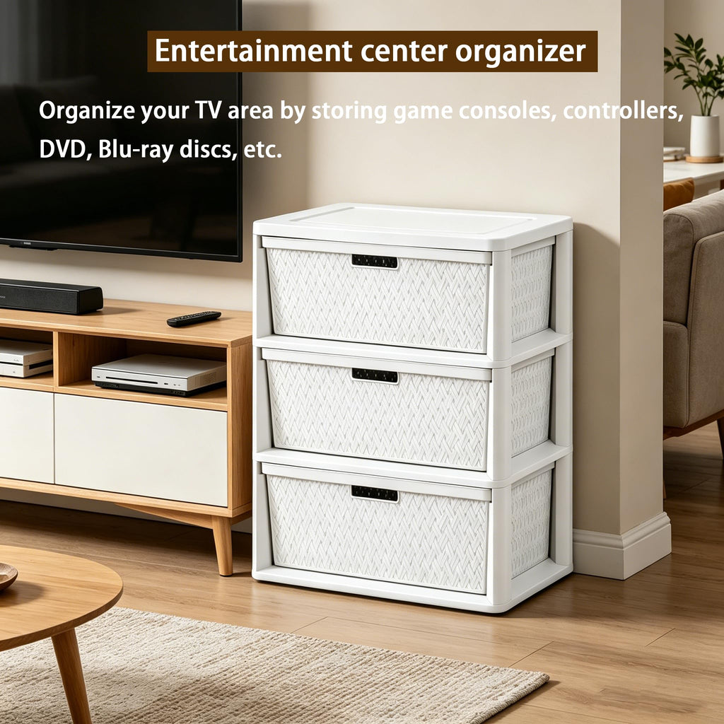 White 3 Drawer Plastic Storage Organizer P61290