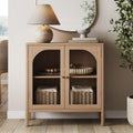 Modern Farmhouse Storage Cabinet with Glass Doors and Adjustable Shelf K849