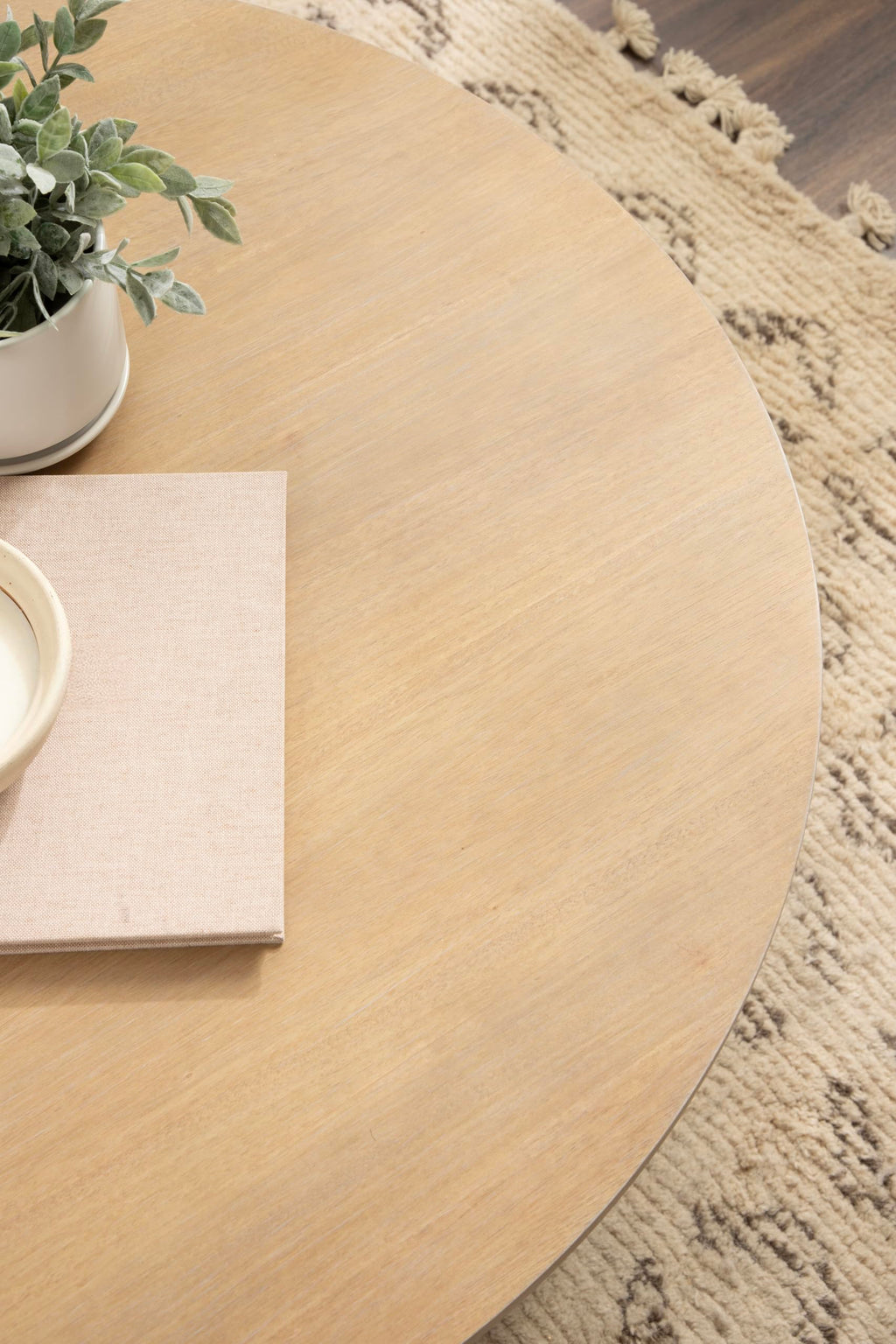 Round Two-Tier Wood Coffee Table with Storage D54510