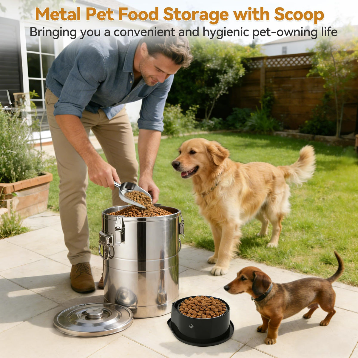 Stainless Steel Dog Food Storage Container with Scoop S54778