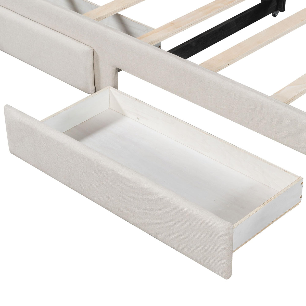 Twin XL Linen Upholstered Daybed with Storage Drawers and LED Light O93968