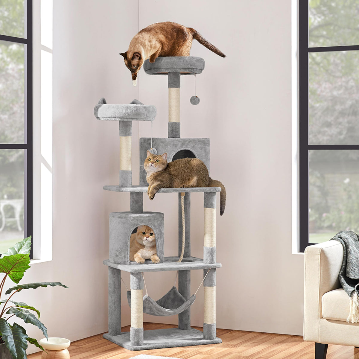 Tall Cat Tree with Condo Scratching Post R54250