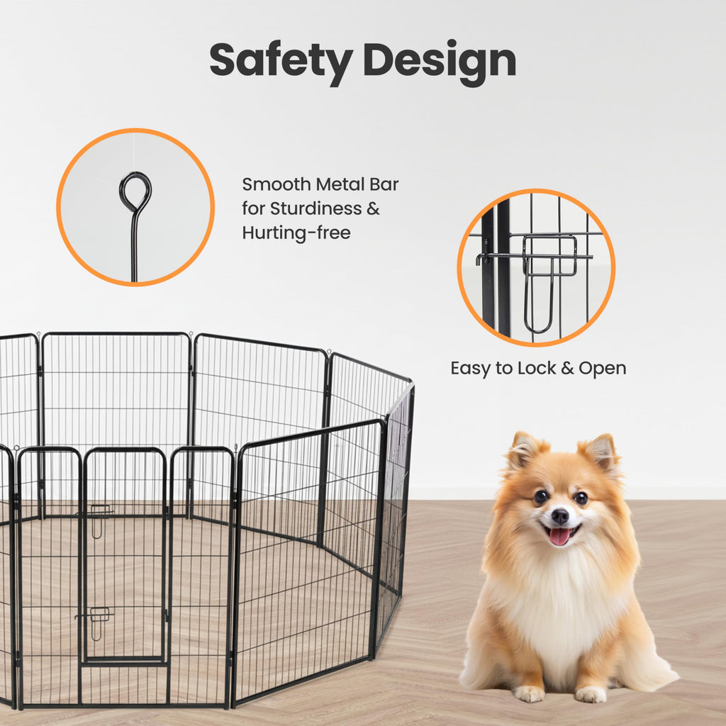 32 Inch 16 Panels Black Dog Playpen Y76803