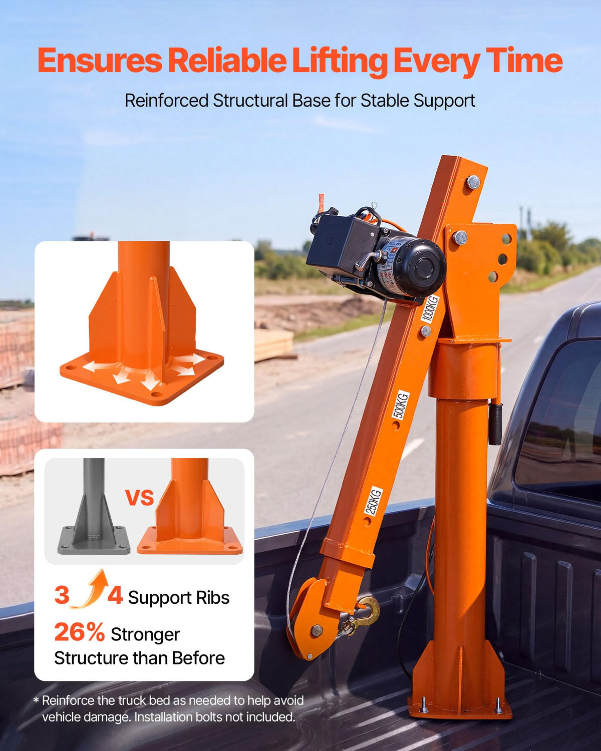 Electric Truck Crane with 12V Electric Winch and 360° Rotating Telescopic Boom R4778