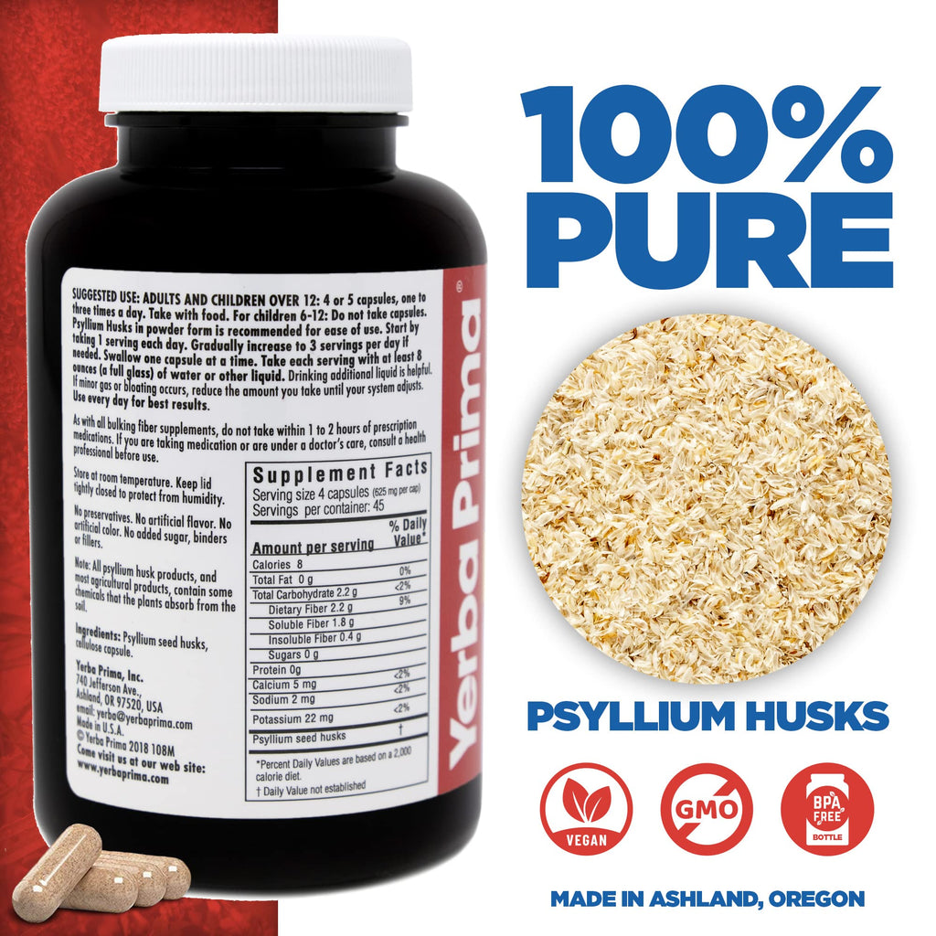 180 Veg Capsules Psyllium Husks Fiber Supplement U555