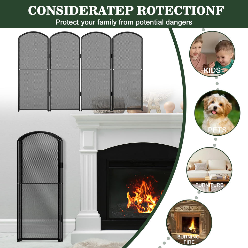 Foldable Wrought Iron Fireplace Screen B12815