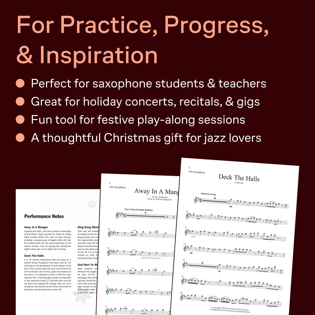 Alto Sax Christmas Jazz Sheet Music Book with Online Audio C490346