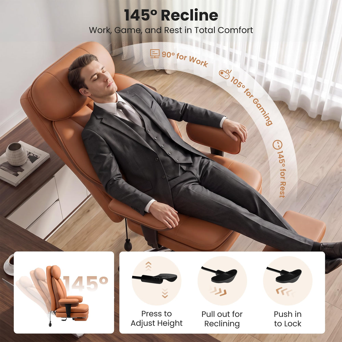 Big and Tall Office Chair with Inflatable Lumbar Support L26778