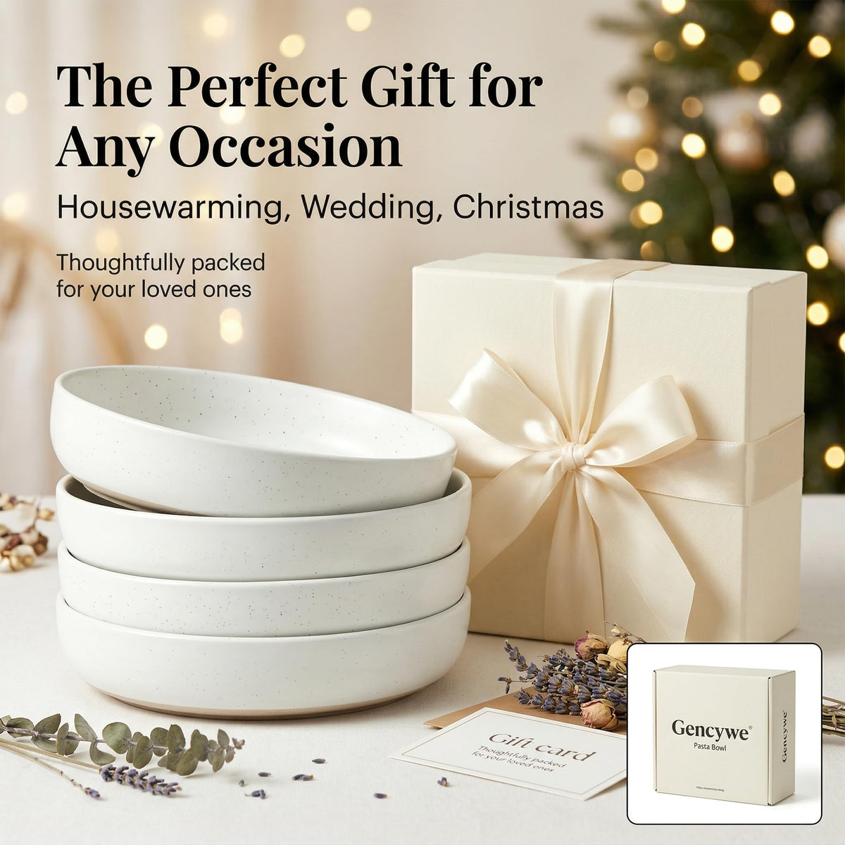 White Ceramic Pasta Bowls Set of 4 I940