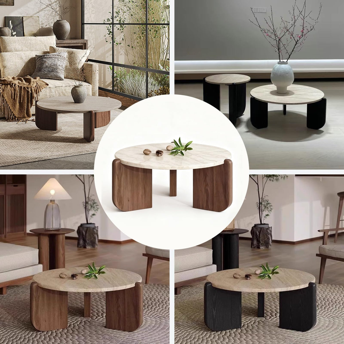Solid Wood Stone Top Coffee Table X521123