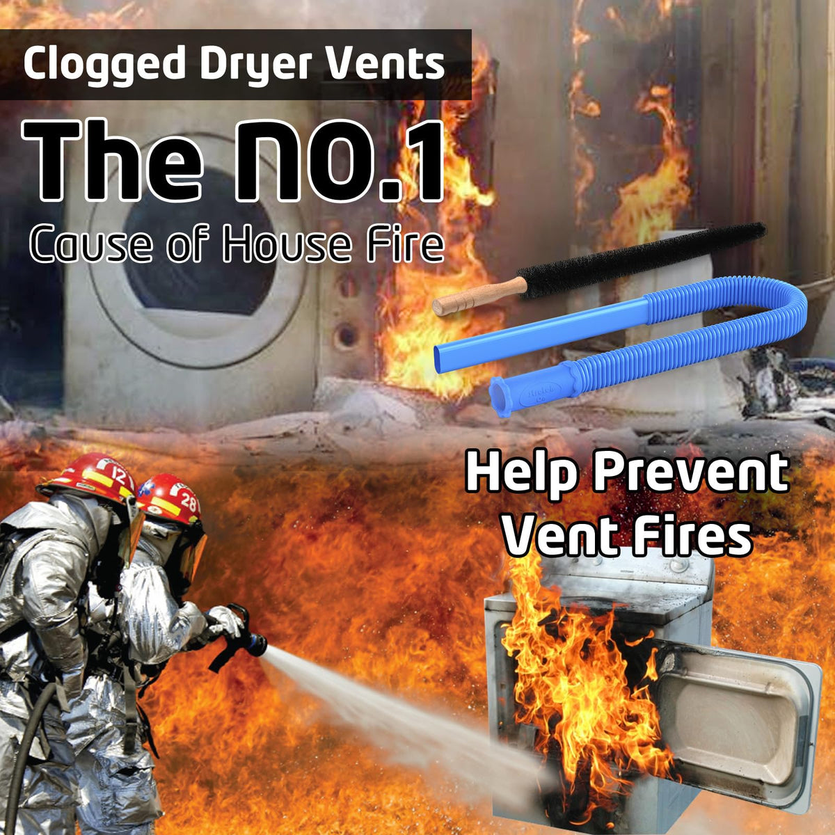 2Pcs Dryer Vent Cleaner Kit Vacuum Hose Attachment & Brush F682292