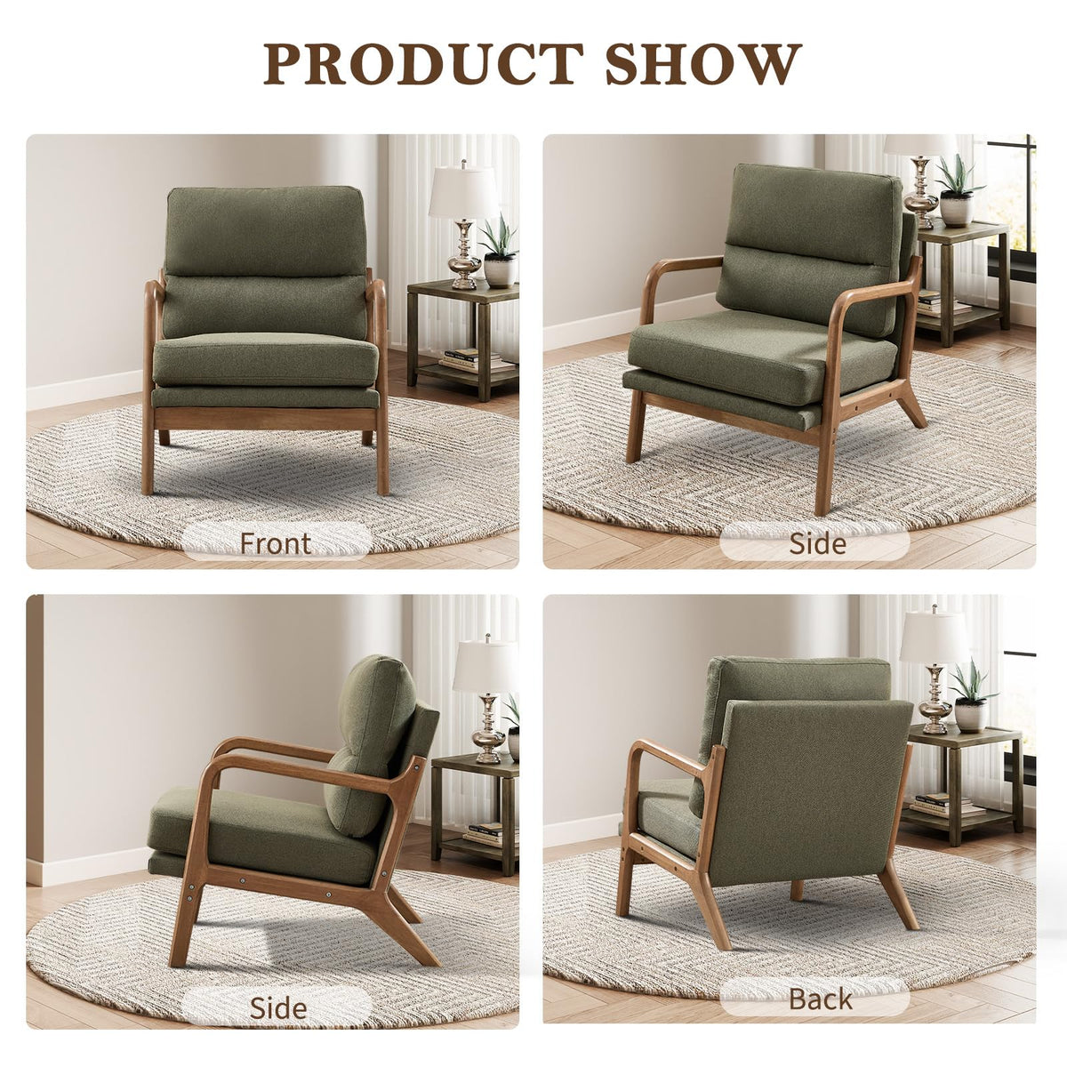 Mid Century Accent Chair Set of 2 Green I607601